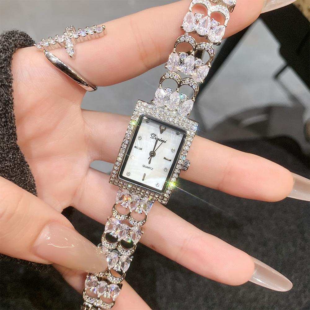 Retro Diamond-Set Classic Square Fashion Watch Romantic Simple Light Luxury Bracelet Women'S Watch High Value 520