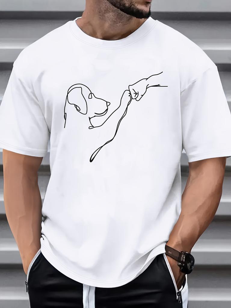 Black 100 Cotton Tshirt Men Soft Breathable Comfortable Ideal Top Daily Wear Outdoor Excursions Casual Roundneck Pet Lovers