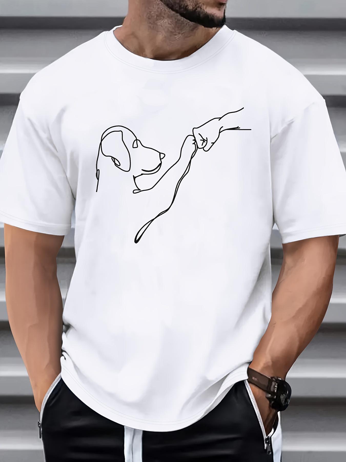 

Black 100 Cotton Tshirt Men Soft Breathable Comfortable Ideal Top Daily Wear Outdoor Excursions Casual Roundneck Pet Lovers 4XL