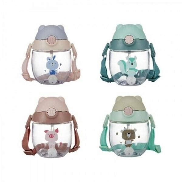 Lock&Lock Strap Infant Petite Friends Straw Cup 300ml, Blue (ABF790BLU), 1 Pc.