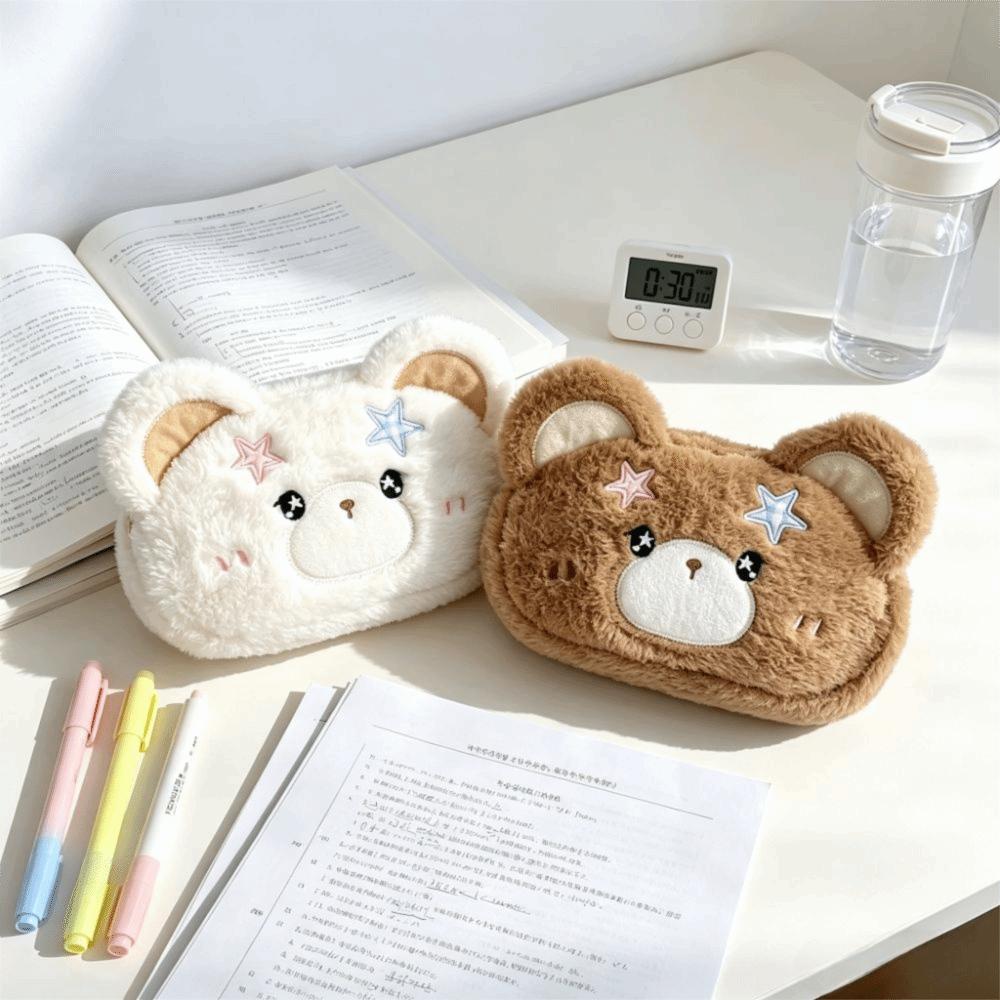 Cartoon Bear Plush Bear Pencil Case Fluffy Plush Pen Bag Pen Box Plush Pencil Case Office