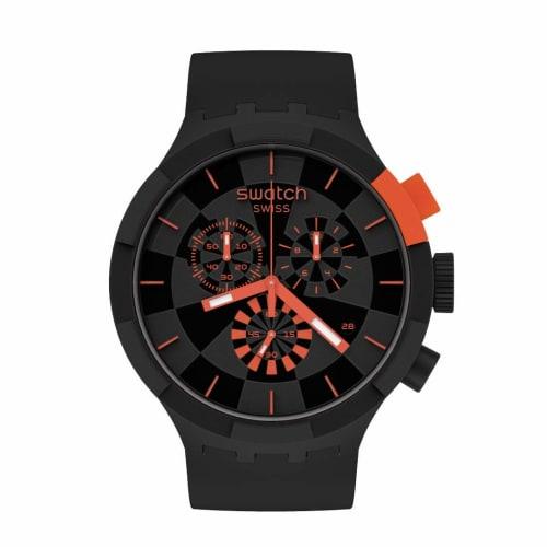 Swatch Quartz Silicone Strap 20 Casual Watch, Black, Modern