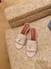 Sheepskin Version~ Height Increase 6.5cm Slack Old Money Romantic Su Lock Word with Thick Heel Cool Slippers