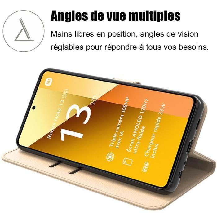 Skal - E.F.CONNECTION - För Xiaomi Redmi Note 13 5G - Stötsäkert Läderlook - Guld - Plånbok och Ställ