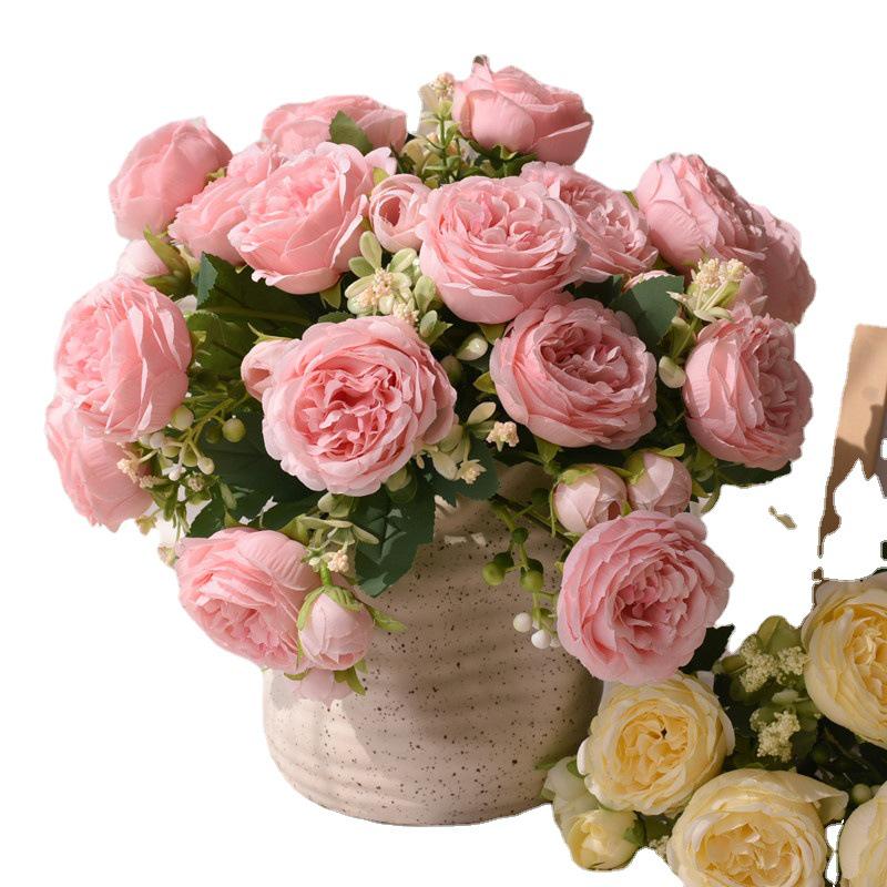 Home Decor Peony & Persian Rose Bouquet (5-Head) for Weddings