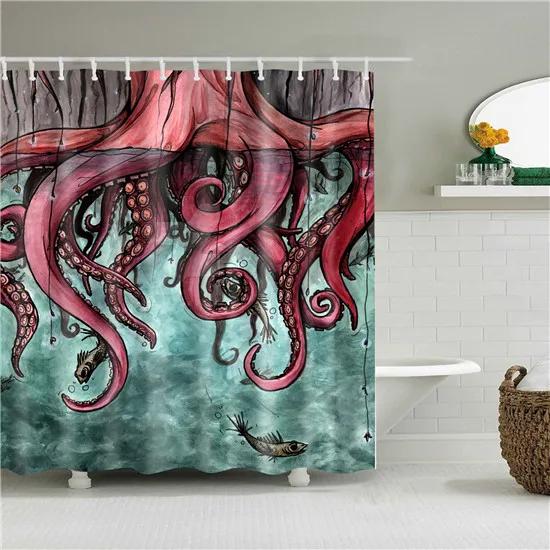 Cartoon Animals Deer Zebra Butterfly Pattern Bathroom Shower Curtains Fabric Waterproof Polyester Bath Curtains with 12 Hooks