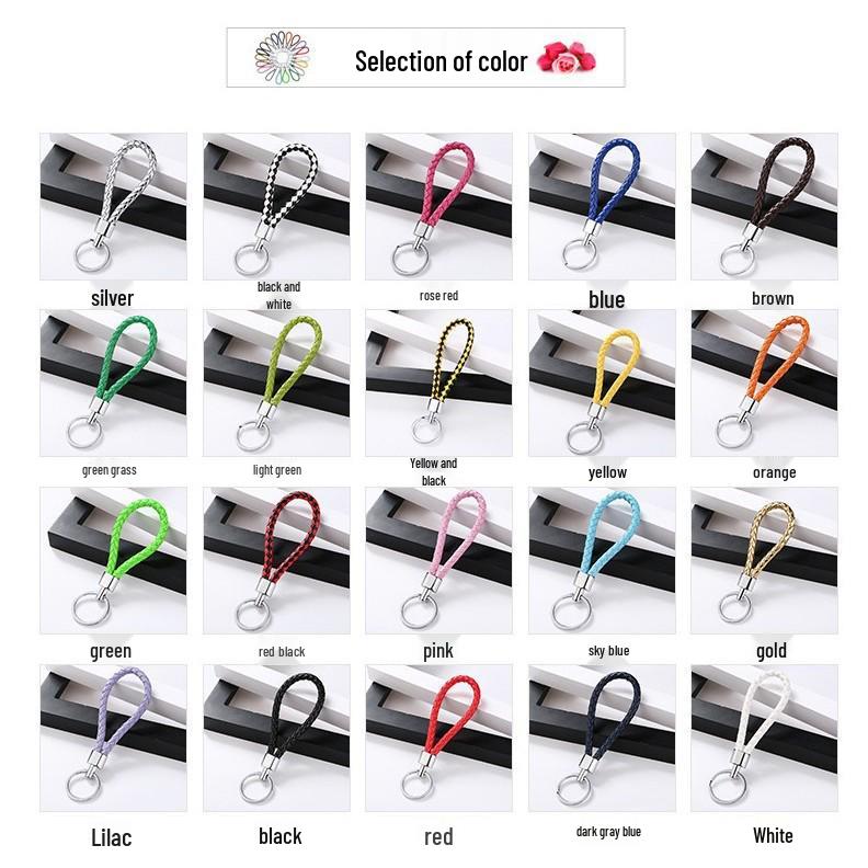 Braided Rope Keychain with Phone Number Plate and DIY Pendant