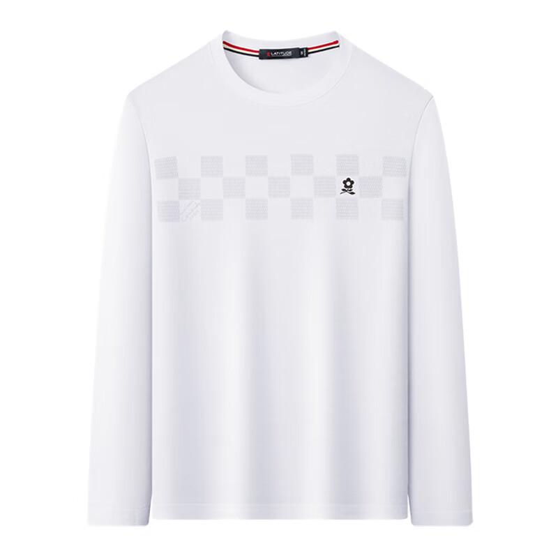 MONTAGUT Men's 100% Cotton Chessboard Print Casual Long Sleeve T-Shirt