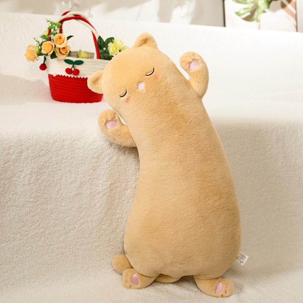 Long Pillow Lovely Cat Plushie Huggable Pillow Cushion for Sleeping and Cuddling Toy Sofa Decorations Throw Pillows