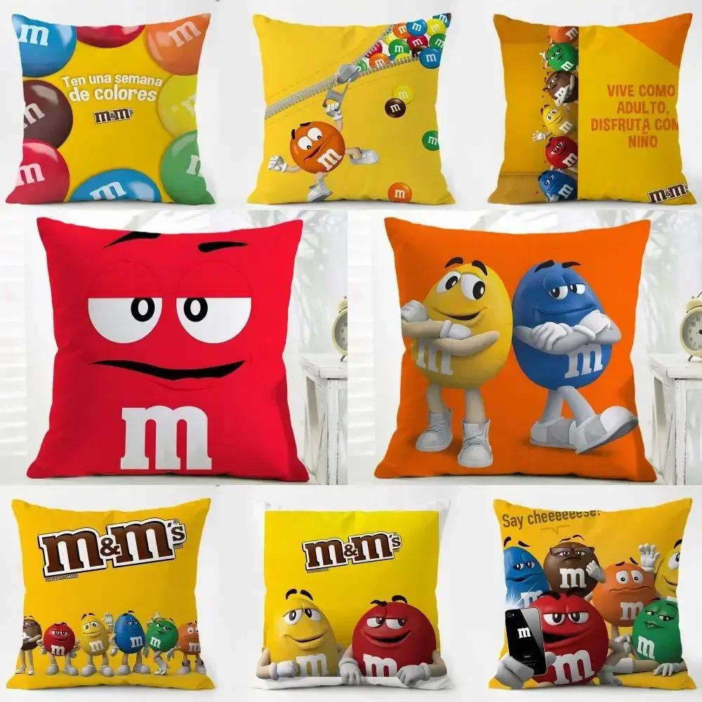 Fashion MMs Chocolate Candy Meme Cushion Cover Iceland Washable Linen Soft for Daily Sofa Bed Home Room Decor