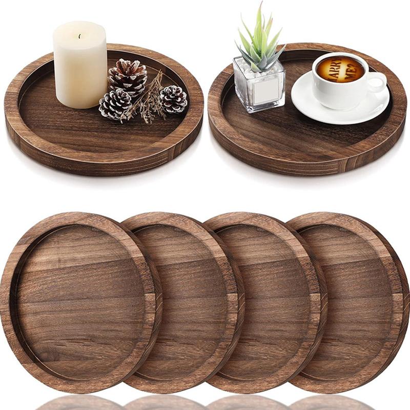 Dekorative Holzschale Kaffeeschale Mehrzweck-Kleine Schale Bauernhaus Küchenarbeitsplatte Kerzenhalter Heimdekoration CTP002