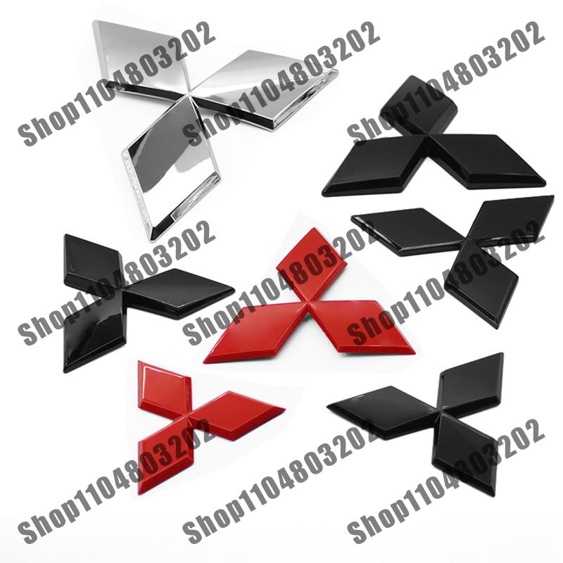 For Mitsubishi Outlander Ralliart Lancer ASX Pajero Delica EVO Car Badge Front Grille Rear Trunk Hood Lid Logo Emblem Accessorie