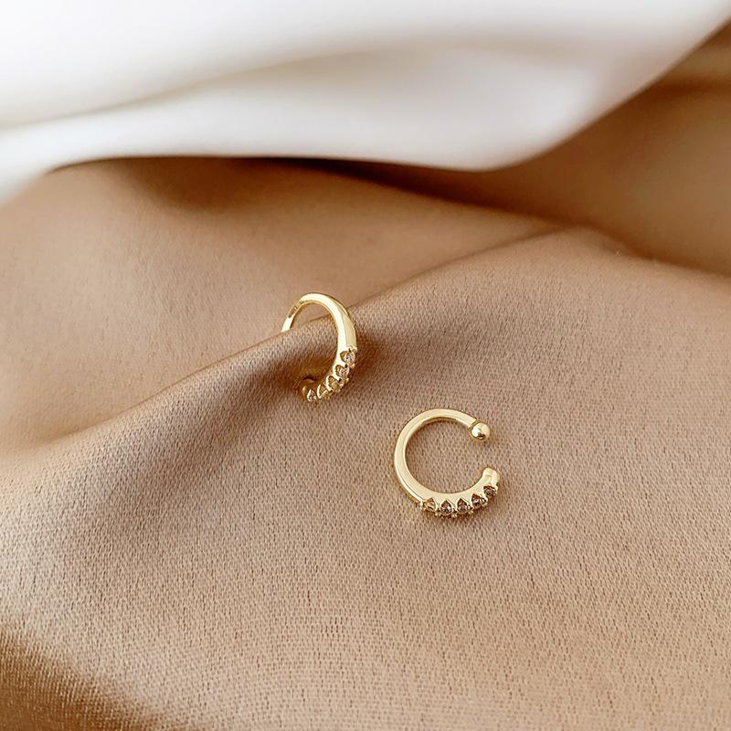 Korean Diamond-Studded Leaf Ear Cuff - Adjustable, No Piercing Needed, Fairy Forest Design Earrings