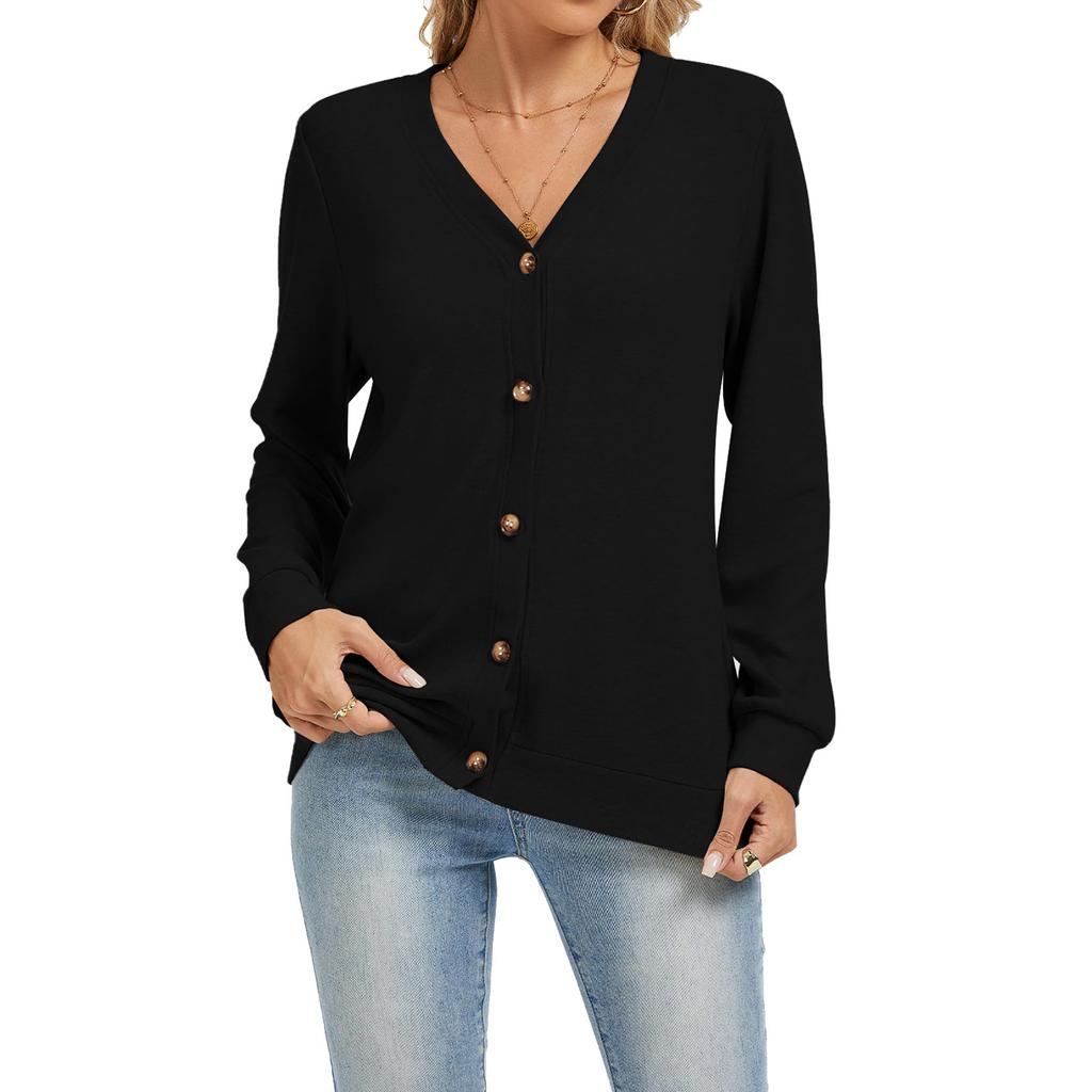 Women's Fashion Casual Solid Color Button Cardigan