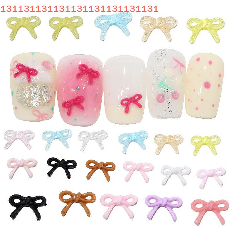 50Pcs Mixed Mini Bow Nail Charms Colorful 3D Resin Bowknot Nail Art Decoration Handcraft Accessories For DIY Manicure Salon