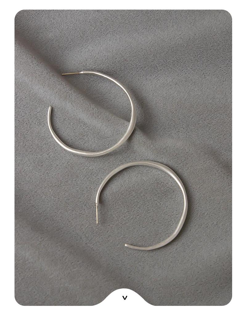 Electroplated Silver Polished Large Hoop Earrings - Simple European Design