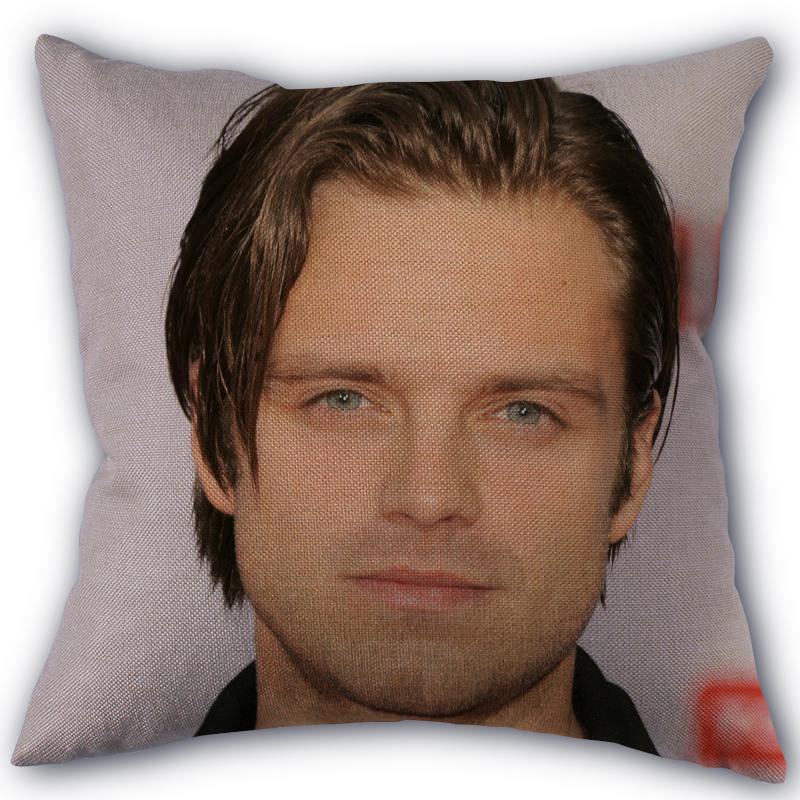 45X45cm Pillow Cover Sebastian Stan Home Decorative Pillowcase Square Zipper Cotton Linen Pillow Cases Bedroom 0331