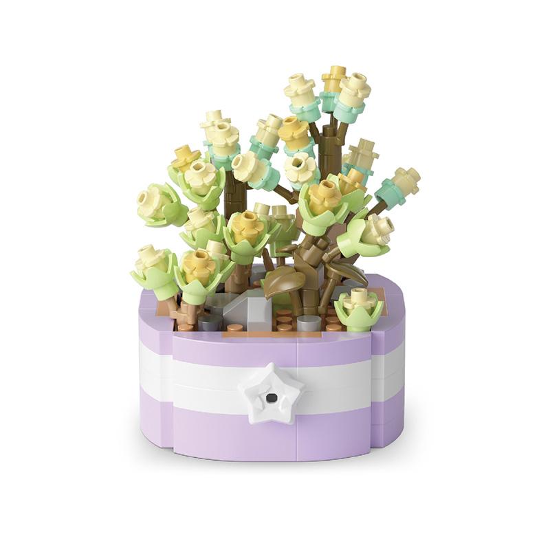 Flower Succulents Building Blocks Everlasting Flower Bonsai Tree Gardens Romantic Bricks DIY Potted Plants Model Kids Kits Toys