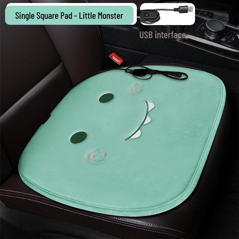 Plaid Heated Car Seat Cushion for All Seasons - Single Seat Interior Accessory.