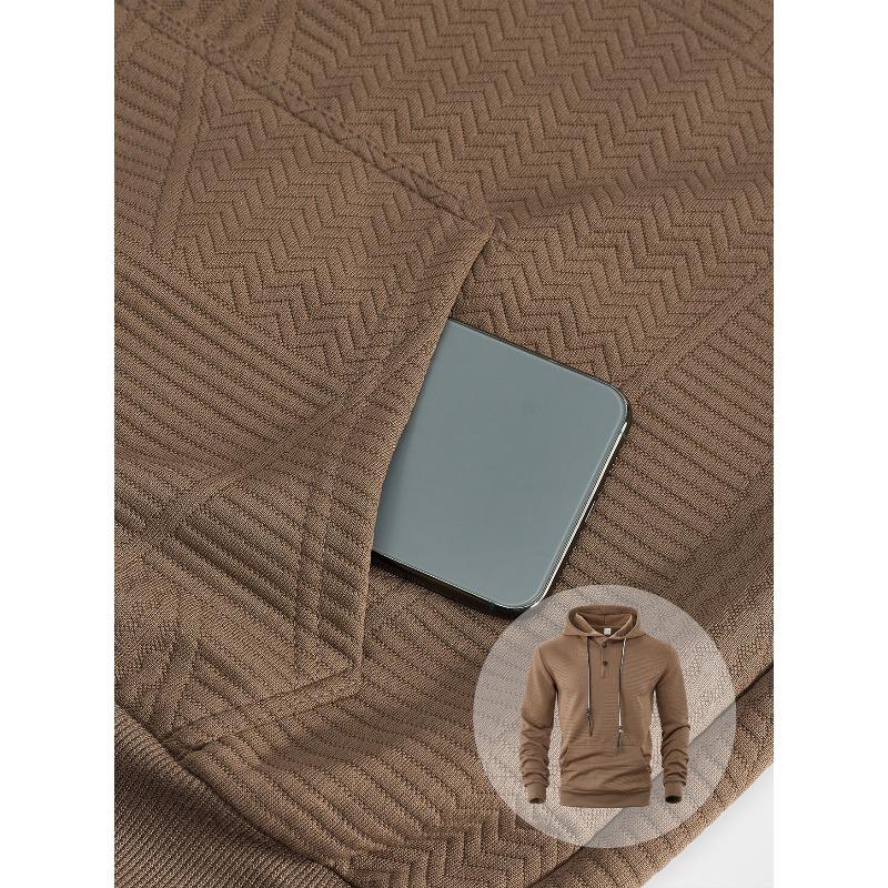 Men's New Solid Color Hooded Pullover Sweatshirt, Loose Fit Trendy Long Sleeve Casual Sports Hoodie for Spring and Autumn