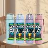 1PC 677 Trophy Sport Badge Print 750ml Color Plastic Sports Water Bottle Leakproof Flip Straw Lid Suitable for Sports Office Home Use