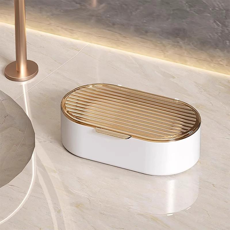 Double-Layer Soap Box Household Bathroom Non-Punching Hollow Drain Soap Box With Cover Dust Soapbox Holder