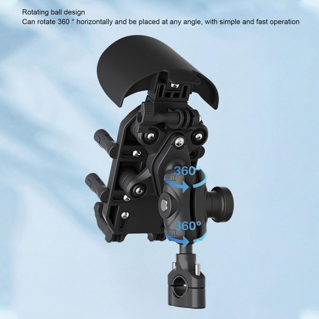 Motorcycle Phone Mount 8 Claw Shockproof Smartphone Handlebar Mount Anti Theft Motorbike Phone Bracket with Sun Shade for ATV Bikes