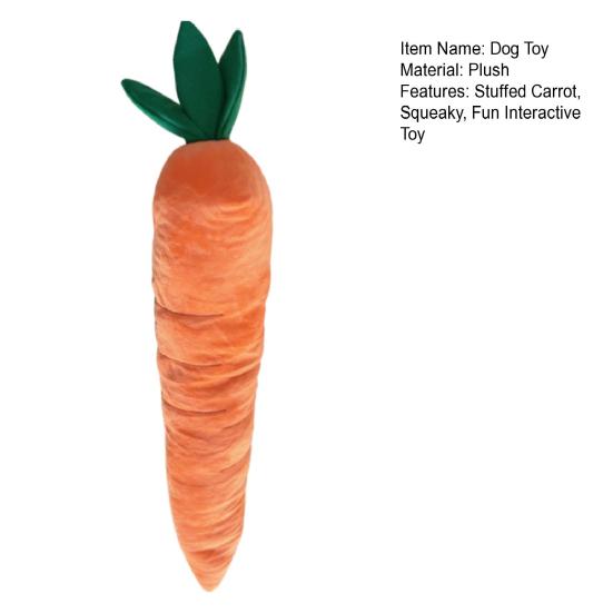 Giant Carrot Dog Toy Plush Squeaky Dog Chew Toy with Crinkle Sound Interactive Soft Stuffed Teething Toy for Small Medium Large