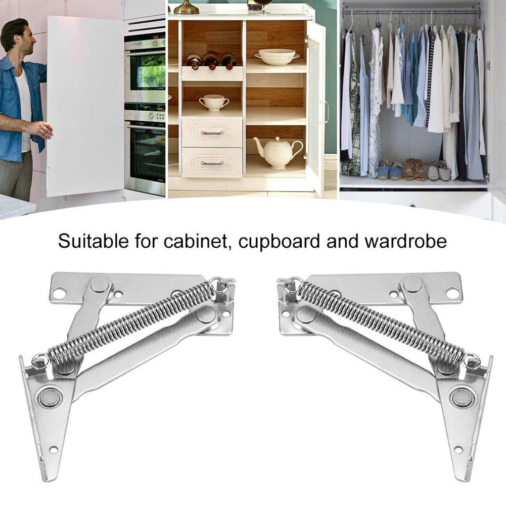 1 Pair Sofa Cabinet Lift-Up Hinge Flap Support With Adjustable Opening Furniture Hardware Cabinet Triangular Spring Hinge