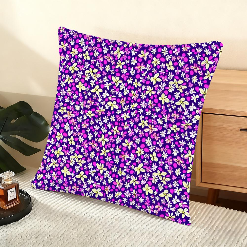 Pansy Mixture On Violet Cushion Cover Soft Short Plush Pillow Cover Smooth Cozy Texture Aesthetic Cushion Case Home Decor