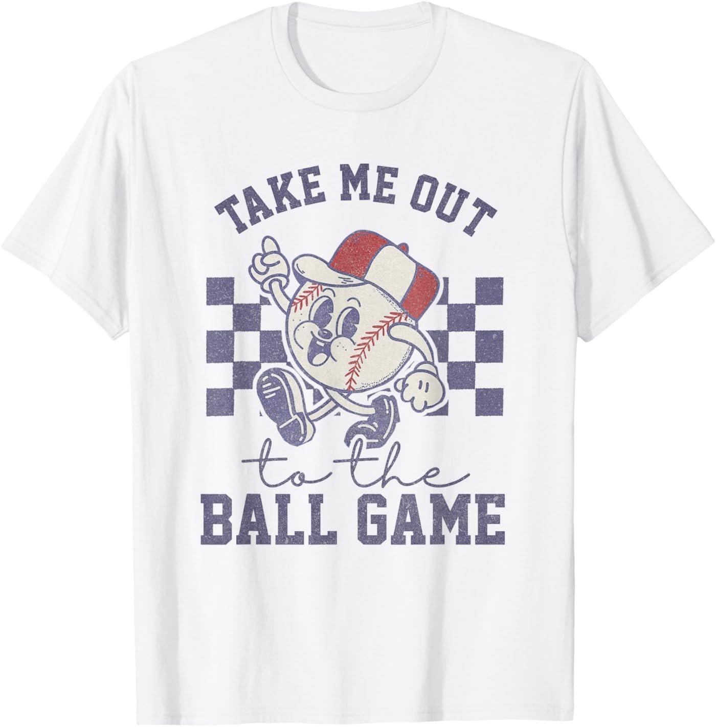 

Take Me Out to The Baseball Ball Game Softball Vintage T-Shirt S разноцветный
