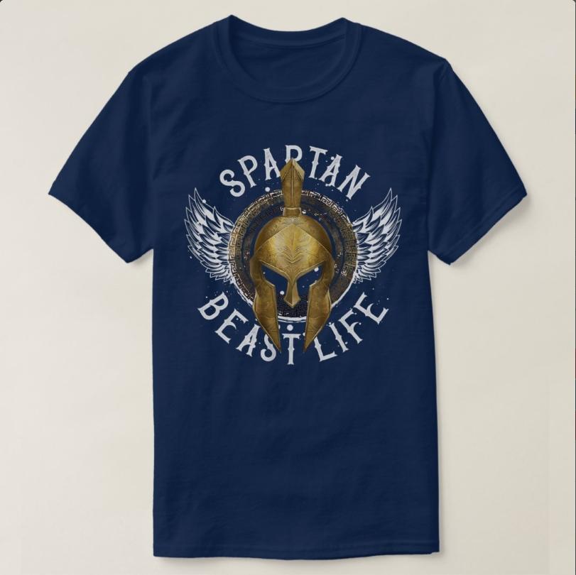 Spartan Beast Life Sparta Workout Gym Gladiator Helmet TShirt 100 Cotton ONeck Short Sleeve Casual Mens Tshirt Size S3XL