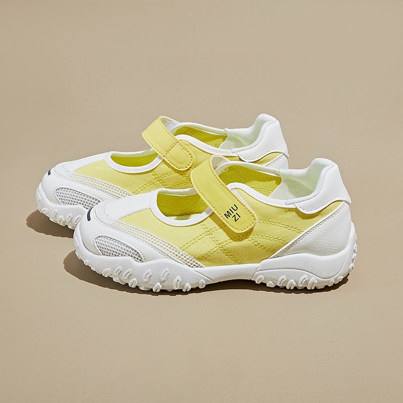 Fashion Weightlight mary jane shoes women's canvas shoes woman low wedge heel loafer fashion patchwork mesh shoes ladies strappy flats