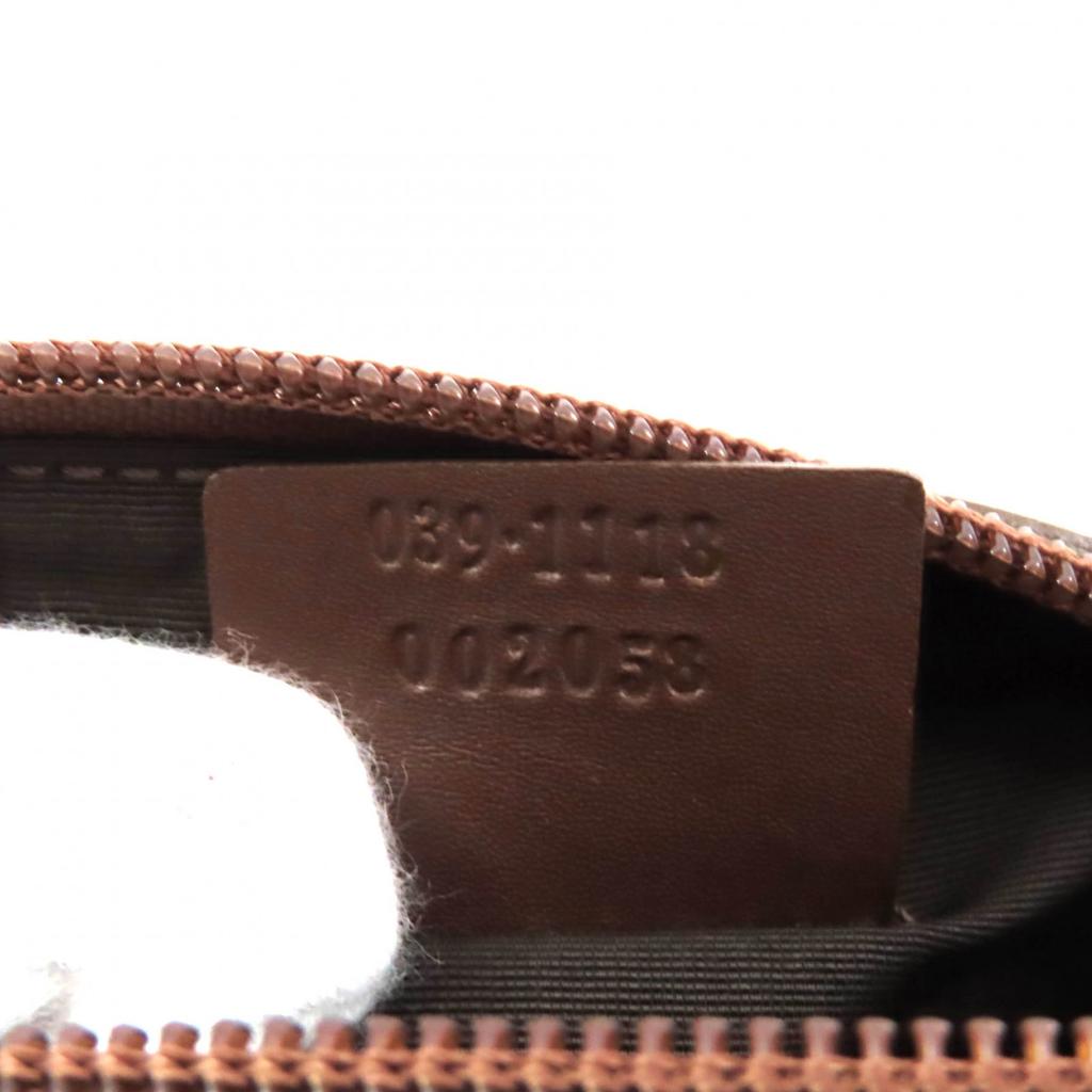 Pristine GUCCI Cosmetics Pouch Using Leather Brown GG Canvas Women 002058 Used