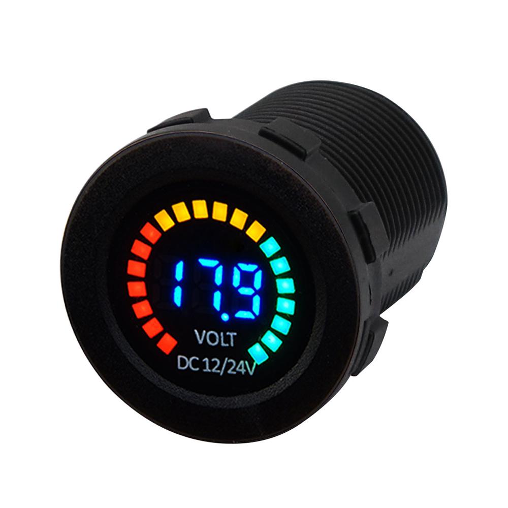 New 12 24V Color LED DC Digital Display Voltmeter with Low Pressure Buzzer Alarm Waterproof Tester Volt Gauge for Car