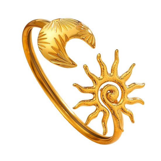 Goldene Manschettenarmbänder für Damen Vintage Blume Schmetterling Sonne Muschel Boho Armreifen Breites Offenes Manschettenarmband Schmuck für Sie