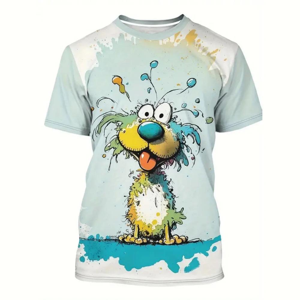 Cartoon Kitten Printed T Shirt For Men Funny Animal Oversized T-shirt Casual O-neck Short Sleeve Loose Tops Summer Men's Clothes
