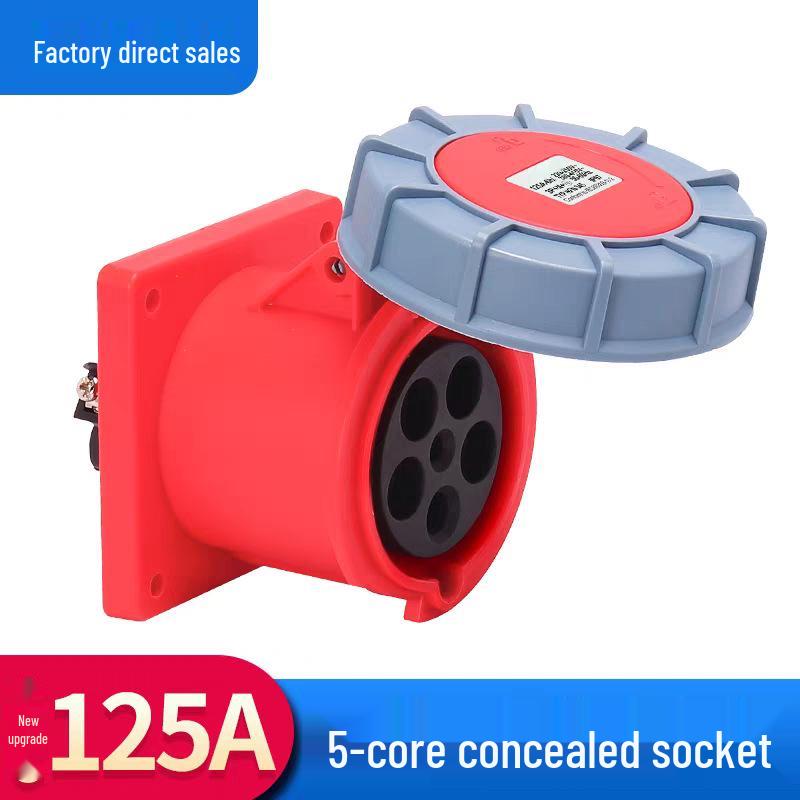 63A/125A Waterproof Aviation Plug Socket: 3-Pin, 4-Wire, 5-Hole, 3-Phase Connector