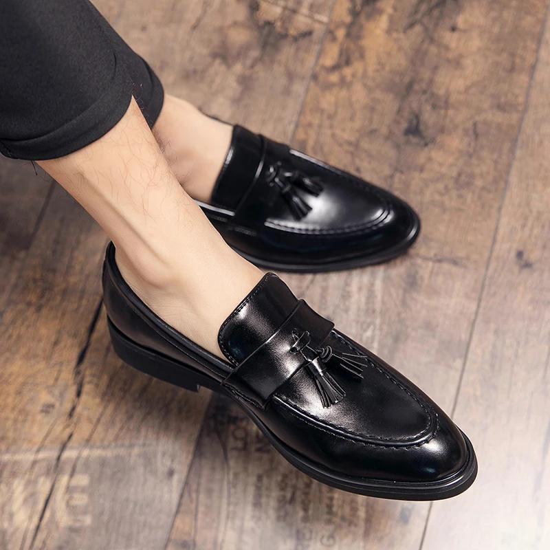 Tassel Loafer Shoes Men Slip on Driving Moccasins Mens Comfortable Leather Shoe for Men Pointed Toe Man Casual Shoes Zapatos