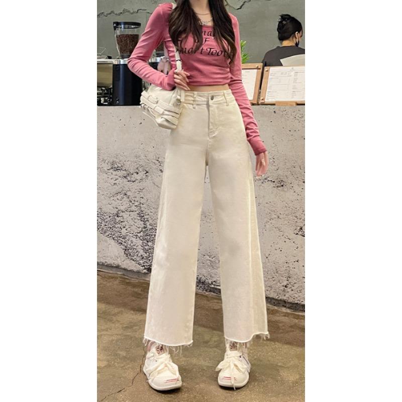 

Широкие брюки для женщин осенью, короткие волосы, маленькие прямые джинсы в корейском стиле для женщин осенью, тонкие свободные и узкие 2XL