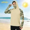 Men's Casual Outdoor Camouflage Print Hooded Long Sleeve Sun Protection Shirt Lightweight Quick Dry Breathable Fabric
