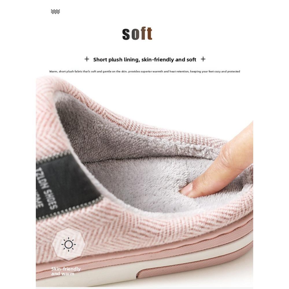 36-49 Men Women Cotton Slippers for Home, Anti Slip Warm Fuzzy Indoor House Slippers for Autumn Winter
