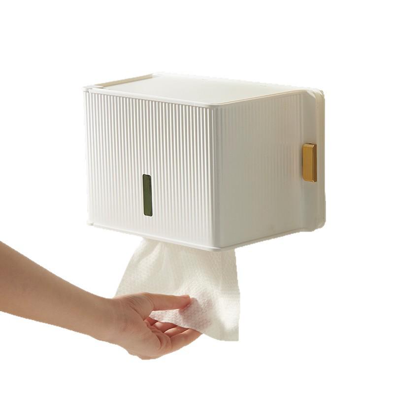 Luxury Wall-Mounted Tissue Box with Magnetic Suction—High-End Face Towel Storage Rack & Large Capacity Toilet Paper Dispenser