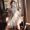 Summer New Temperament Advanced Diamond Chain Feather Suspender Dress Women's Clothing Waist Skinny Long Skirt