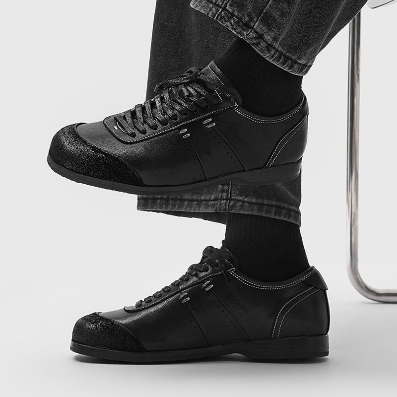 Fashion Men Shoe Men's Leather Lace-Up Casual Shoes Comfortable Men's Walking All-match Sneakers for Men Breathable Male Driving Flats