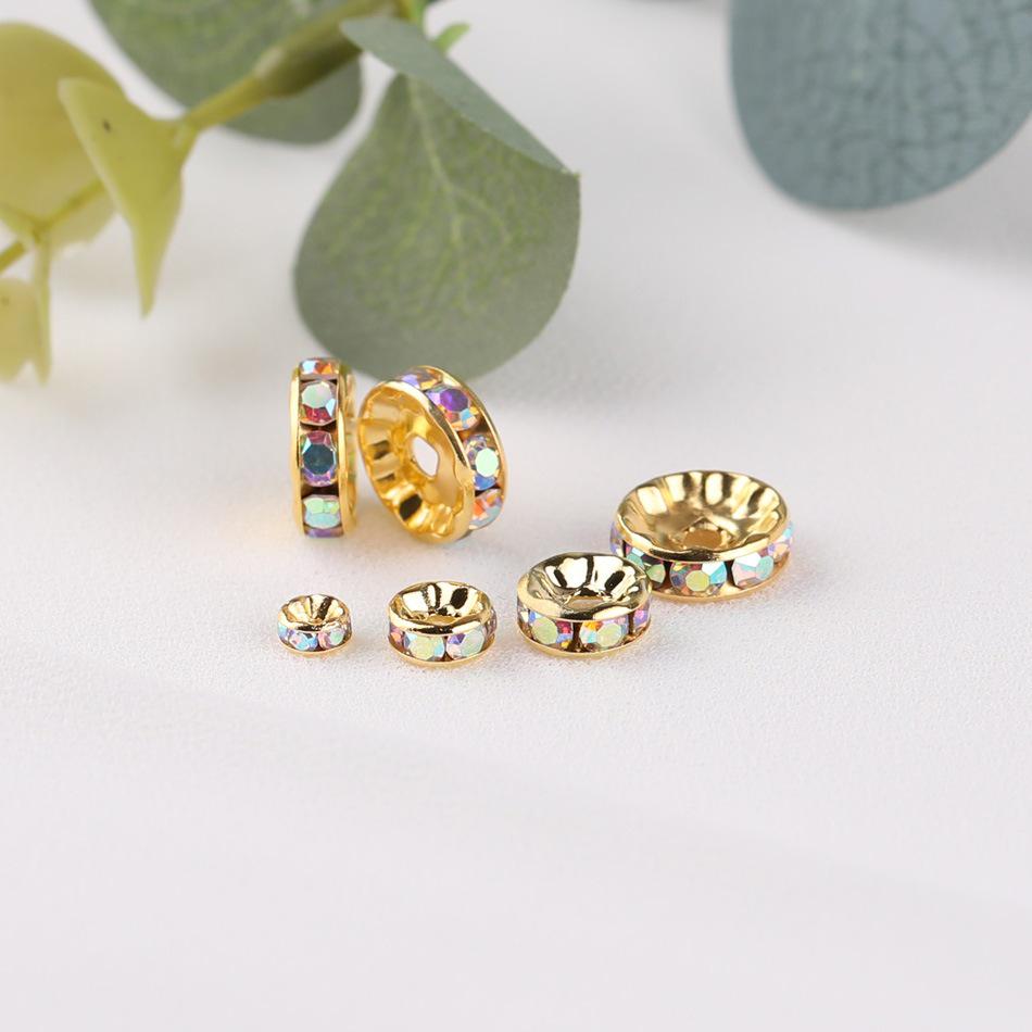 Diamond Rhinestone Spacer Beads: Handmade Bracelet String with 2 Flower Rods