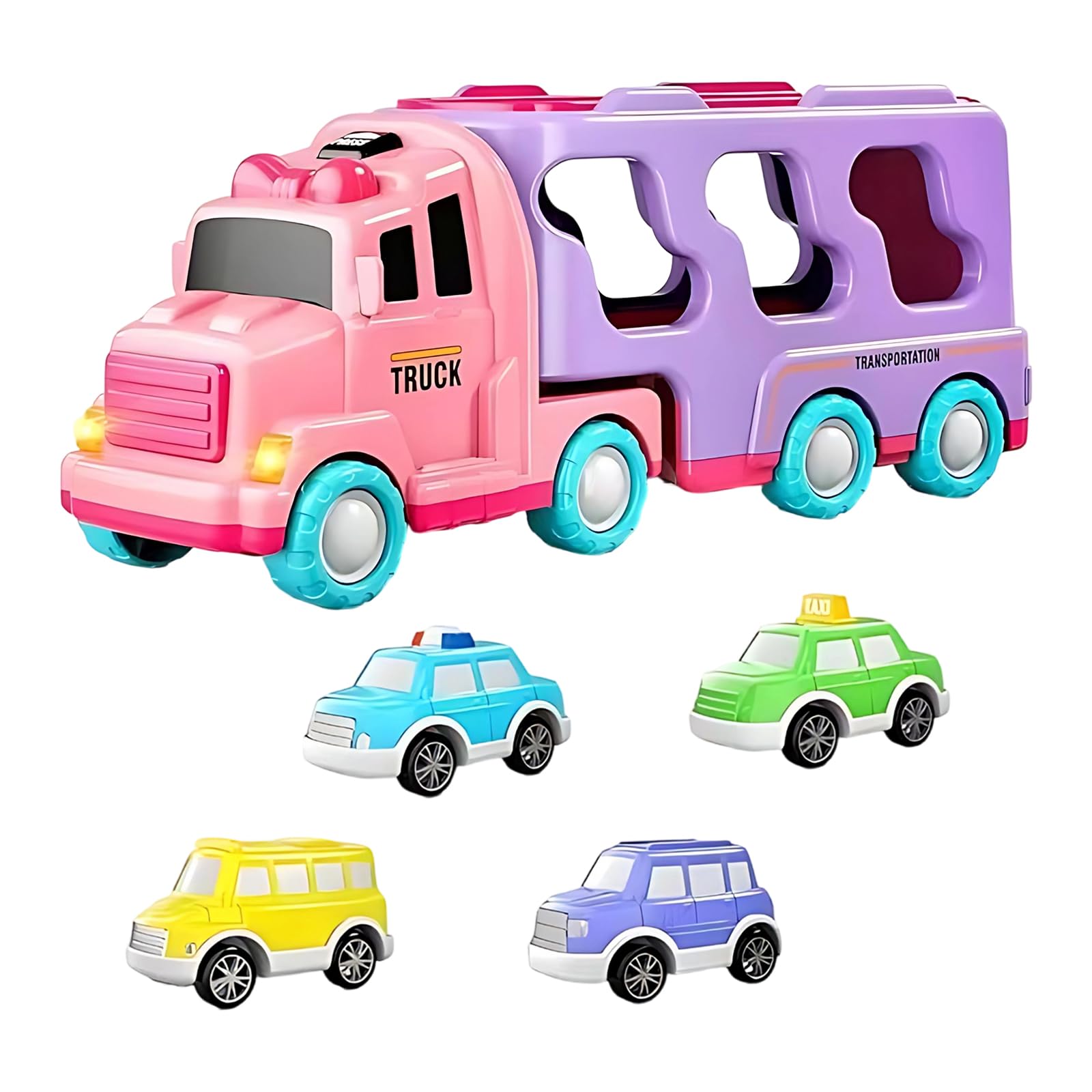 

HIWO Toy Cars for Boys Ages and 6 and Educational Toy Set of 5 Large and Small Vehicles Large Truck 4 Mini Construction Fire Indoor Mini Educational