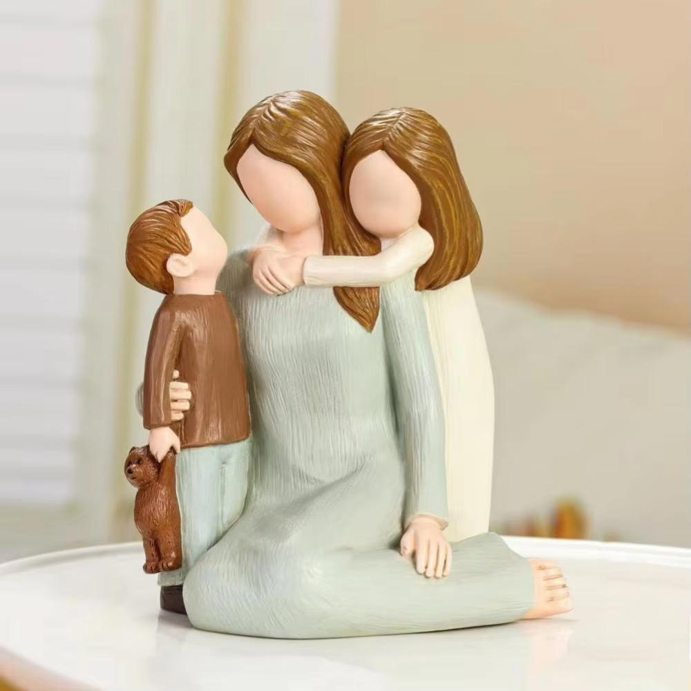 

Hand-Painte Family Sculpture Elegant Resin Family Ornament Living Room Style 1
