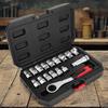 17Pcs Penetrating Ratchet Socket Wear Resist Two-Way Wrench Set Multi-Purpose Piercing Ratchet Sleeve for Home Garage Tool