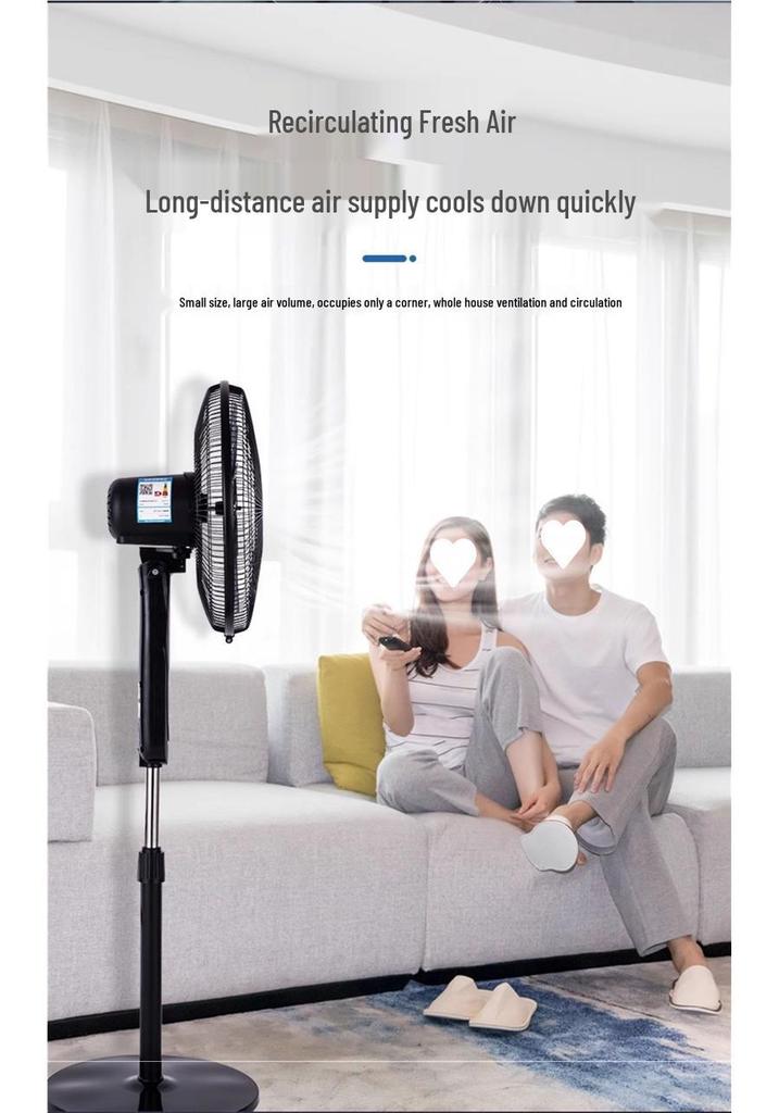 Silent Energy-Saving Oscillating Floor Fan with Remote & Timer